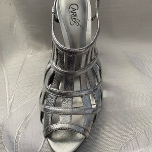 CARLOS SANTANA Silver Cage Ankle Strap Sandal